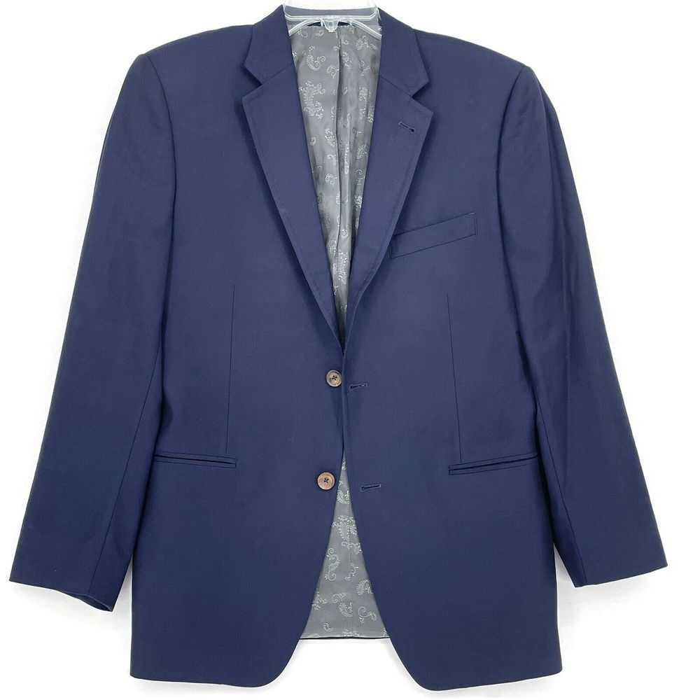 Bespoke Custom Made Sport‎ Jacket Blazer Men's SZ R40 W33.5 100% Wool Dark Navy